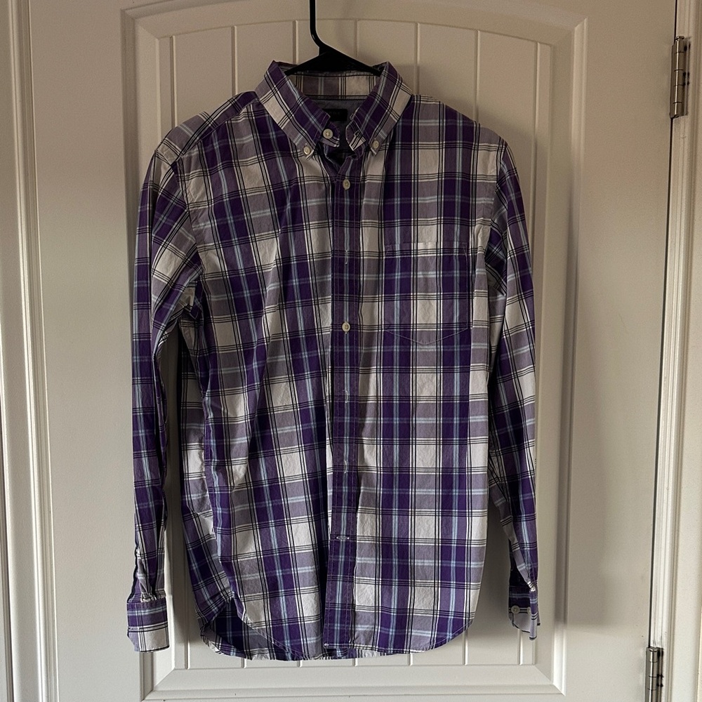 Banana Republic Purple and White Plaid Shirt